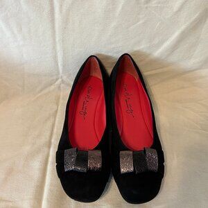 Pas de Rouge Black Suede Metallic Wedge
